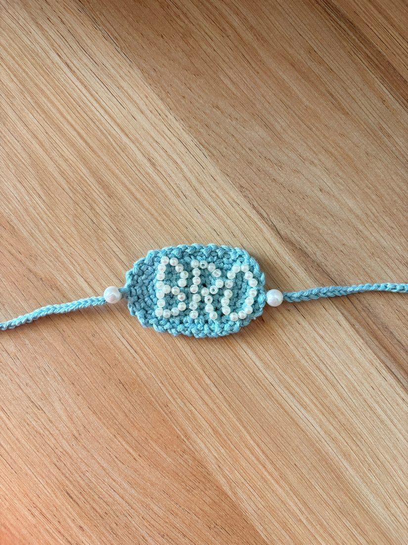 ‘BRO’ Name Rakhi — handmade crochet rakhi by TASSELA