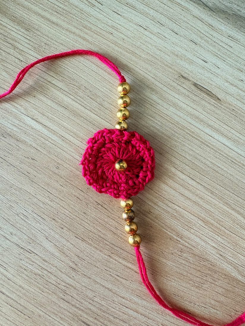 Rose Flower Rakhi — handmade crochet rakhi by TASSELA
