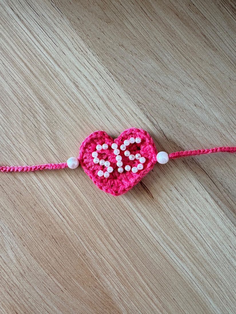 ‘SIS’ Heart Rakhi — handmade crochet rakhi by TASSELA